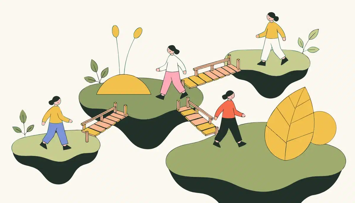 Konjunktionen im Deutschen: Übersicht mit Beispielen 2 Illustration: Kleine Brücken verbinden mehrere Inseln, so wie Konjunktionen Sätze verbinden.
